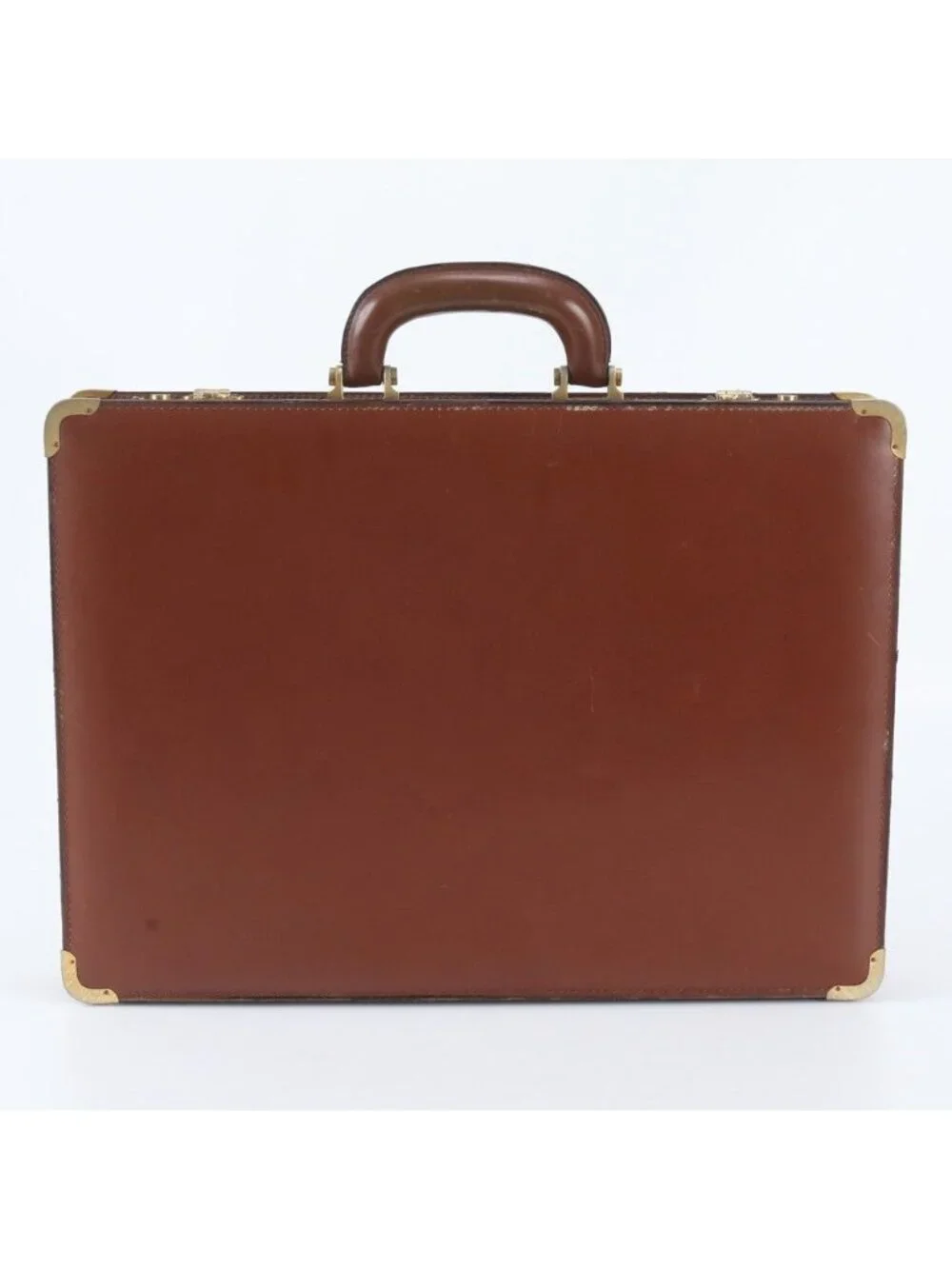 Loewe Anagram Leather Attache Case Hard Document Briefcase Brown